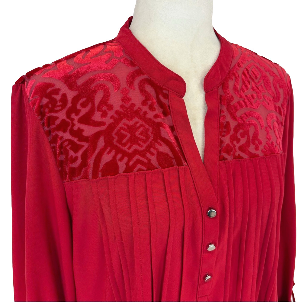 Cocomo red burnout velvet blouse
